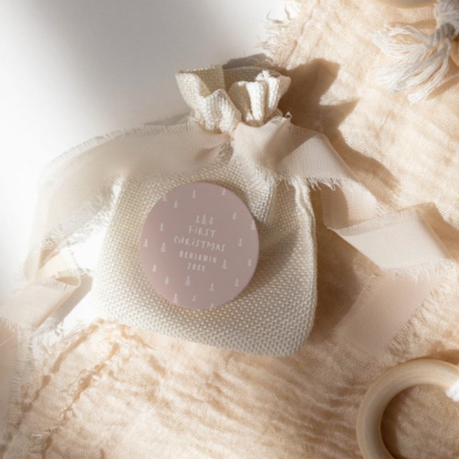 Sticker Rond bébé élégant moderne premier noël bébé (Créateur téléchargé)