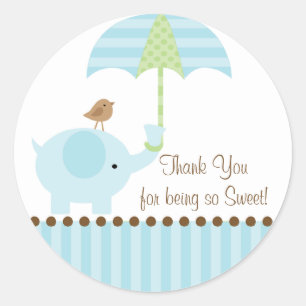 Sticker Rond Bébé Eléphant Merci parapluie