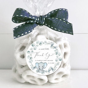 Sticker Rond Bébé Eléphant mignon garçon douche Merci