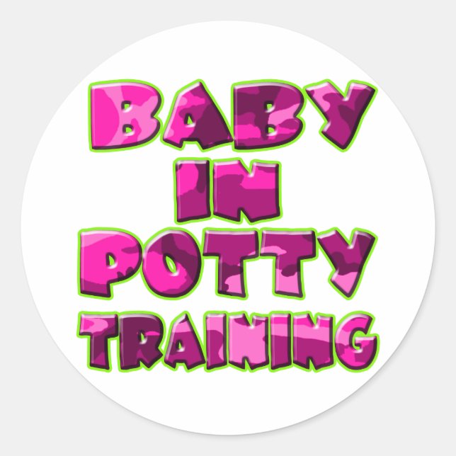 Sticker Rond Bébé en dressage de potty (rose) (Devant)