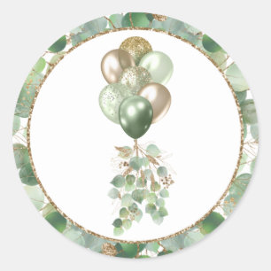 Sticker Rond Bébé en fleur   Baby shower à ballon et à l'eucaly