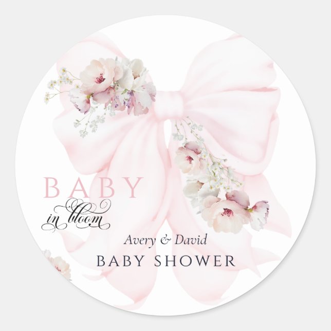 Sticker Rond Bébé en Fleur Bow Printemps Jardin Fille Baby show (Devant)