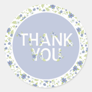 Sticker Rond Bébé en Fleur Douche Bleu Fleurs Vintages Garçon