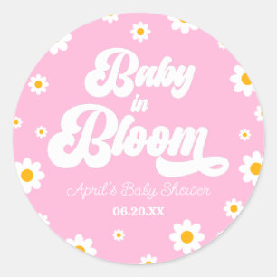 Sticker Rond Bébé En Fleur Fleur Fleur Fleur Fleur Baby shower
