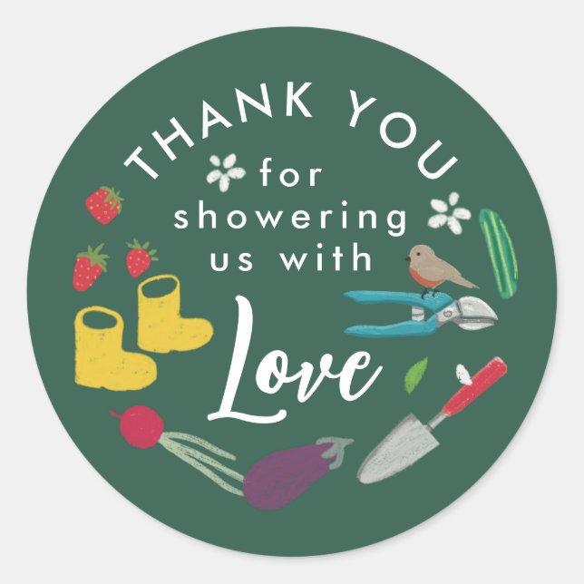 Sticker Rond Bébé En Fleur Jardin Cultivant Baby shower Familia (Devant)