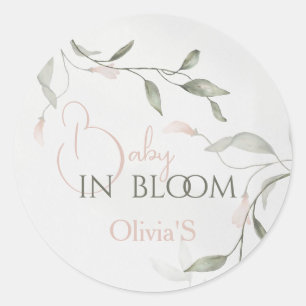 Sticker Rond Bébé en fleurs Baby shower floral de printemps