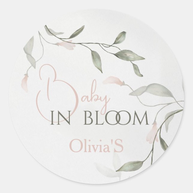 Sticker Rond Bébé en fleurs Baby shower floral de printemps (Devant)