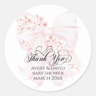 Sticker Rond Bébé en fleurs Bow fleuri Baby shower fille de pri