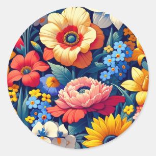 Sticker Rond Bébé en fleurs Vigne florale Feuille Baby Shower