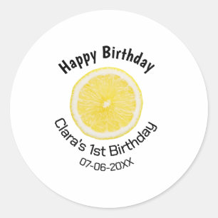 Sticker Rond Bébé enfants 1er anniversaire citron tranche ajout