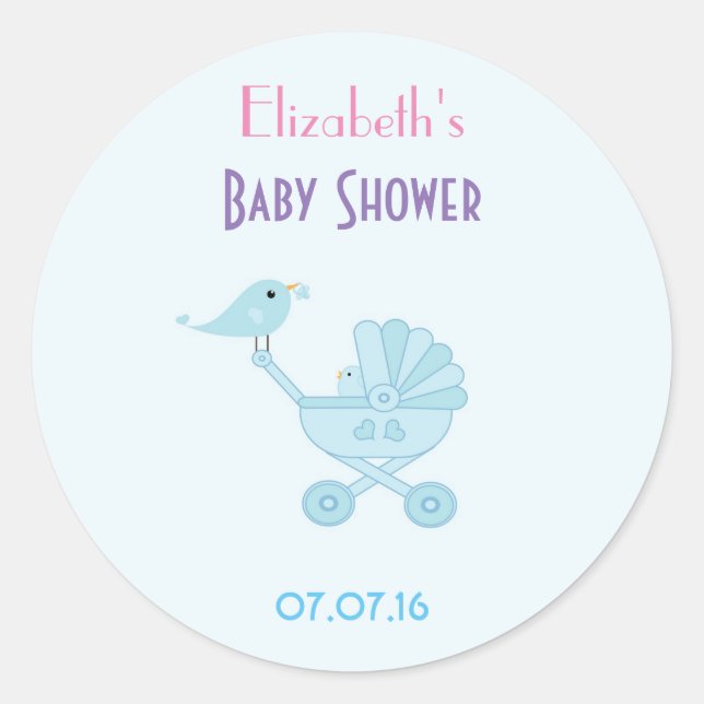 Sticker Rond Bébé et maman Bluebirds baby shower Favoriser (Devant)