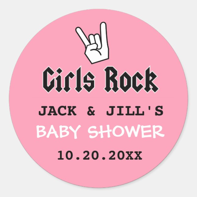 STICKER ROND BÉBÉ FILLE DOUCHE CONCERT INVITATION TICKET (Devant)
