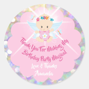 Sticker Rond Bébé Fille Douche Parties scintillant rose Princes