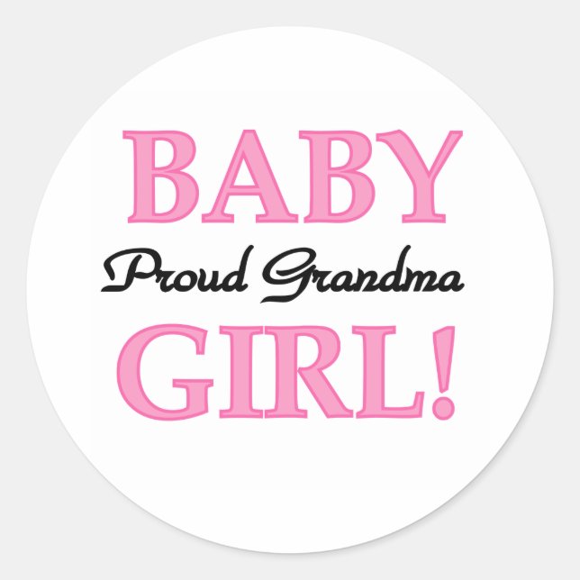 Sticker Rond Bébé Fille Fier Grand-mère (Devant)