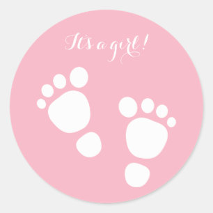 Sticker Rond Bébé fille pieds blancs illustration c'est une fil