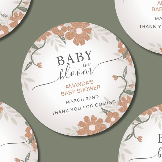 Sticker Rond Bébé floral en Merci fleuri (Créateur téléchargé)