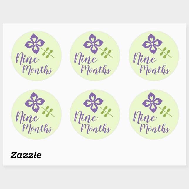Sticker Rond Bébé floral mignon Jalon (Feuille)
