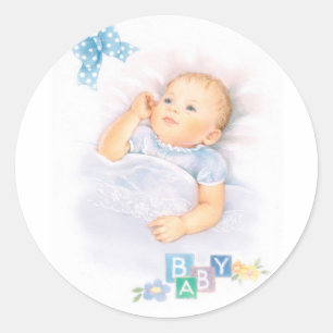 Sticker Rond Bébé garçon baptême, baptême