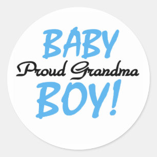 Sticker Rond Bébé Garçon Fière grand-mère