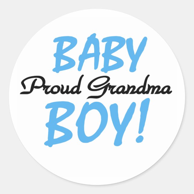 Sticker Rond Bébé Garçon Fière grand-mère (Devant)