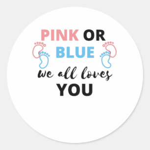 Sticker Rond Bébé Genre Révéler Les Idées Rose Ou Bleu Nous Aim