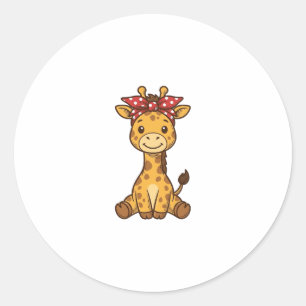 Sticker Rond Bébé girafe mignon avec noeud papillon design vect