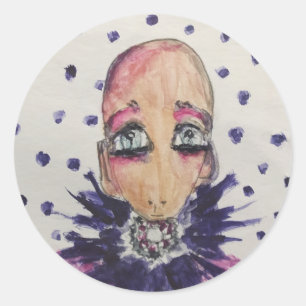 Sticker Rond Bébé glamour en violet