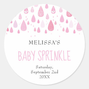 Sticker Rond Bébé gouttes de pluie rose bébé saupoudrer