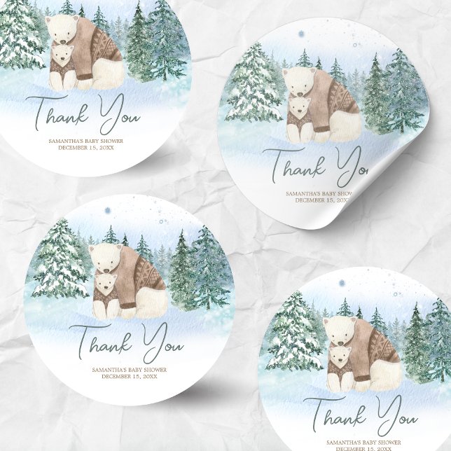 Sticker Rond Bébé Il fait froid à l'extérieur du Baby shower (Winter Baby Shower Sticker)