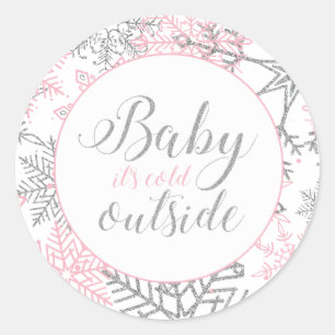 Sticker Rond Bébé Il fait froid à l'extérieur du Baby shower de