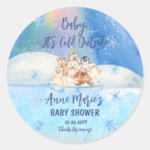 Sticker Rond Bébé Il fait froid à l'extérieur du Baby shower de