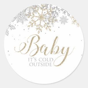 Sticker Rond Bébé Il fait froid à l'extérieur du Baby shower de