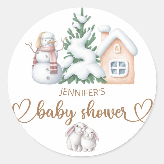 Sticker Rond Bébé il fait froid dehors du baby shower (Devant)