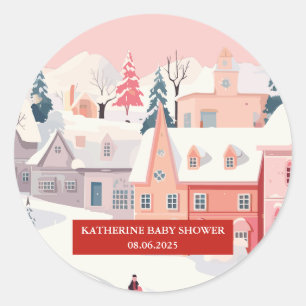 Sticker Rond Bébé Il fait froid dehors Hiver baby shower à thèm