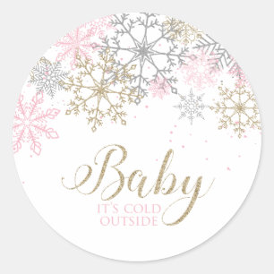 Sticker Rond Bébé il fait froid dehors Shower pour bébé flocon