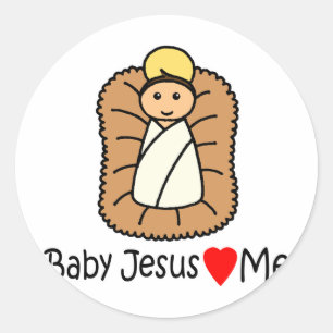 Sticker Rond Bébé Jésus Coeur (Amours) Moi