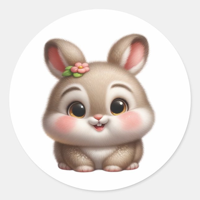 Sticker Rond Bébé lapin (Devant)