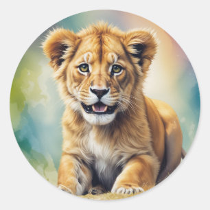 Sticker Rond Bébé lion-Acheter Wall Art & Peintures