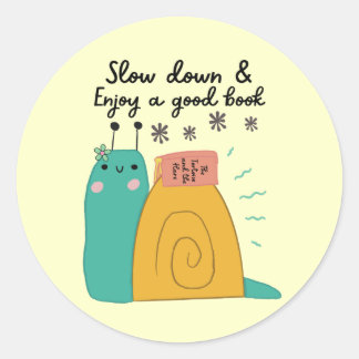 Sticker Rond Bébé Livre animal Journal Cartoon Snail Doodle