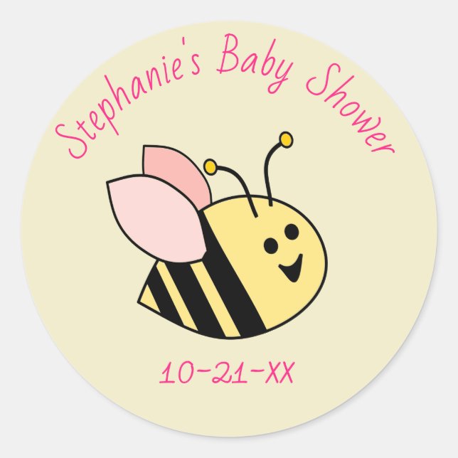 Sticker Rond Bébé Merci de fille d'abeille (Devant)