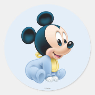 Sticker Rond Bébé Mickey Pyjama bleu