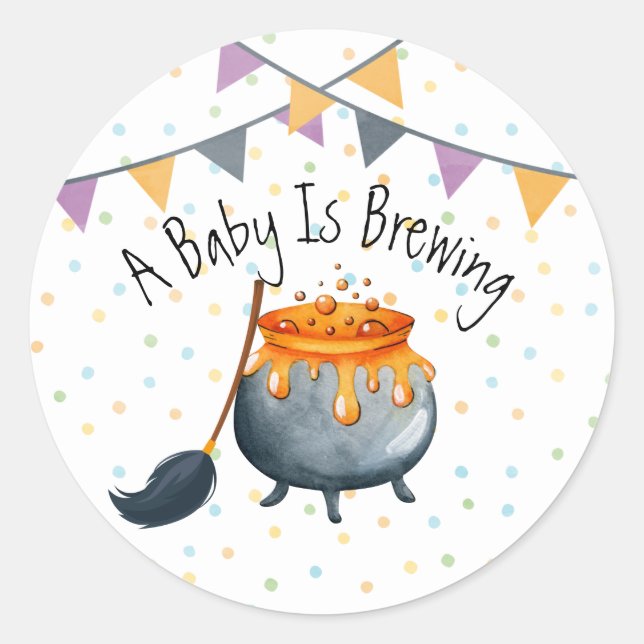 Sticker Rond Bébé mignon brasse le Baby shower d'Halloween (Devant)