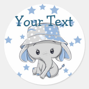 Sticker Rond Bébé mignon éléphant garçon