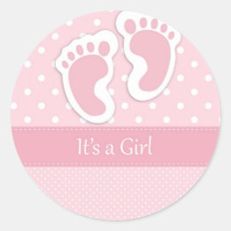 Sticker Rond Bébé mignon Empreintes Fille Adorable Motif Douche