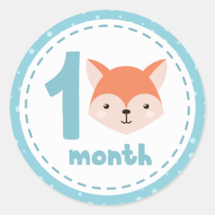 Sticker Rond *~* Bébé mignon Fox Poudre Blue Milestone