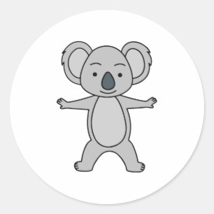 Sticker Rond Bébé mignon Koala Avec Un Sourire Debout