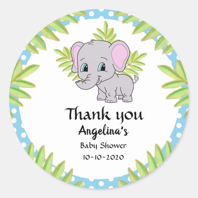 Sticker Rond Bébé mignon Merci Eléphant Polka Dot (Devant)