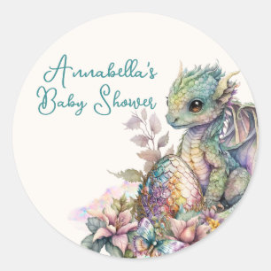 Sticker Rond Bébé mignon Oeuf Dragon