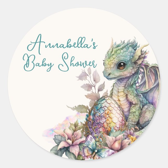 Sticker Rond Bébé mignon Oeuf Dragon (Devant)