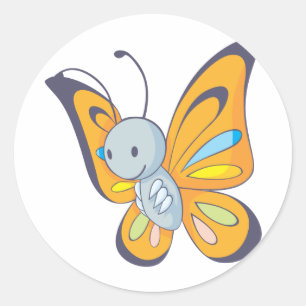 Sticker Rond Bébé mignon Papillon Cartoon